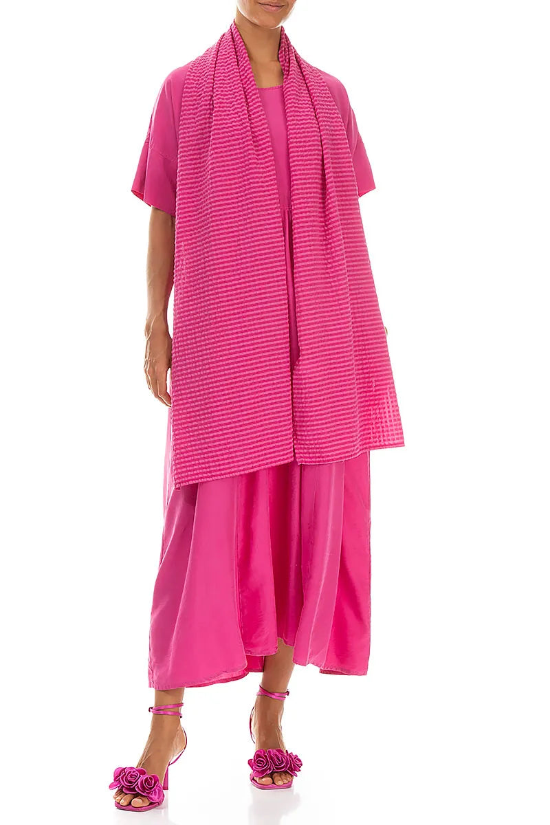 Fuchsia Textured Silk Scarf 2