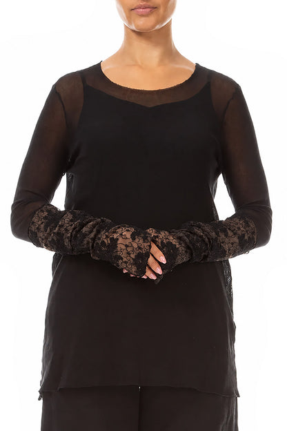 Full Black Floral Cotton Lace Wristlets 3