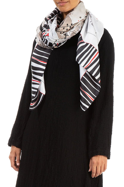 GRIZAS Abstract Art Pure Silk Scarf 3