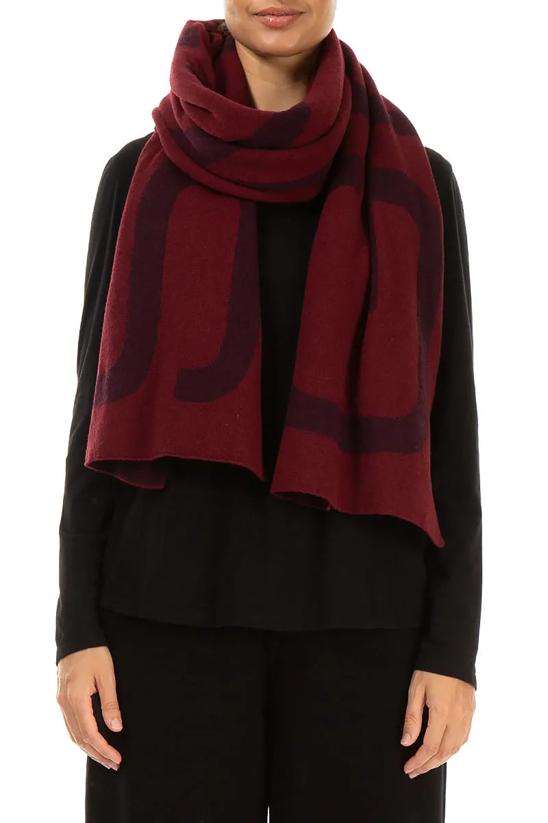 GRIZAS Dark Red Soft Wool Scarf 1