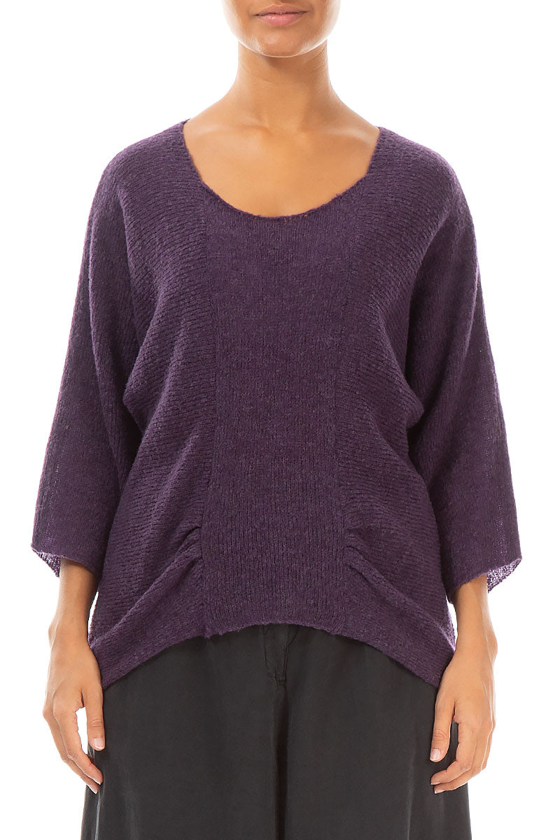 Gather Front Purple Wool Sweater