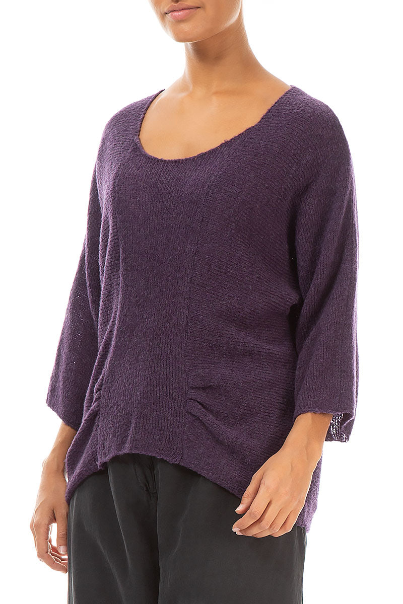 Gather Front Purple Wool Sweater 3