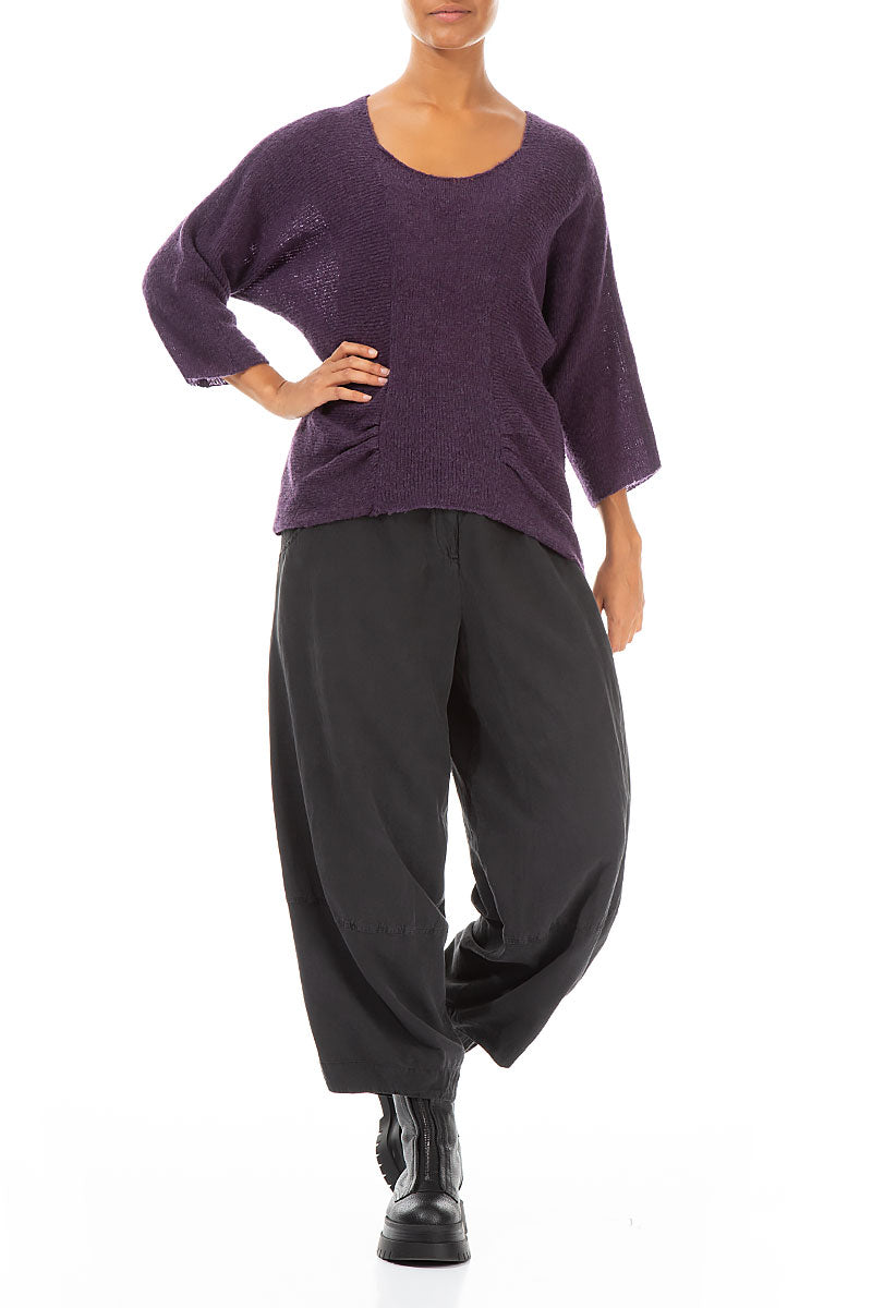 Gather Front Purple Wool Sweater 4