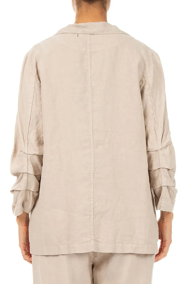 Geraffte beige Leinenjacke