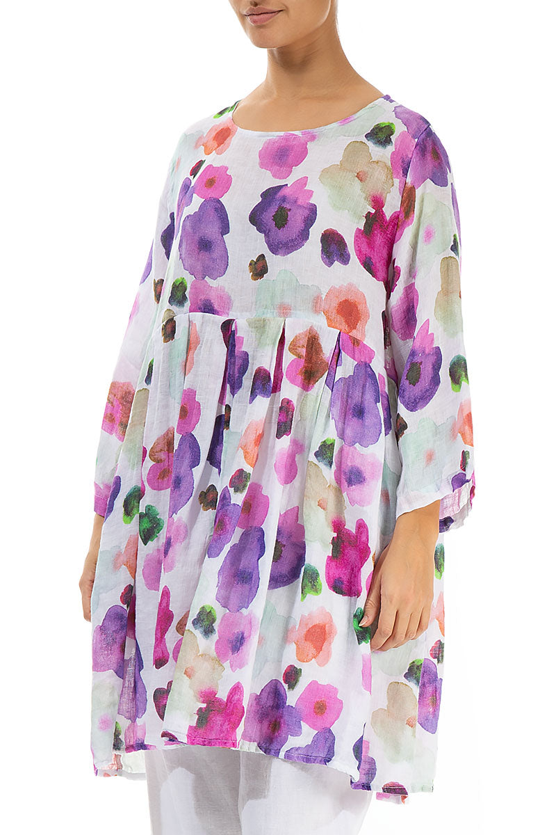 Gathered Blossom Gauze Linen Tunic 3
