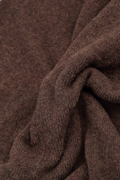 Gathered Front Brown Wool Sweater