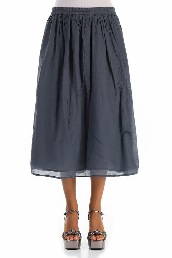Gathered Graphite Silk Cotton Skirt - grizas.com