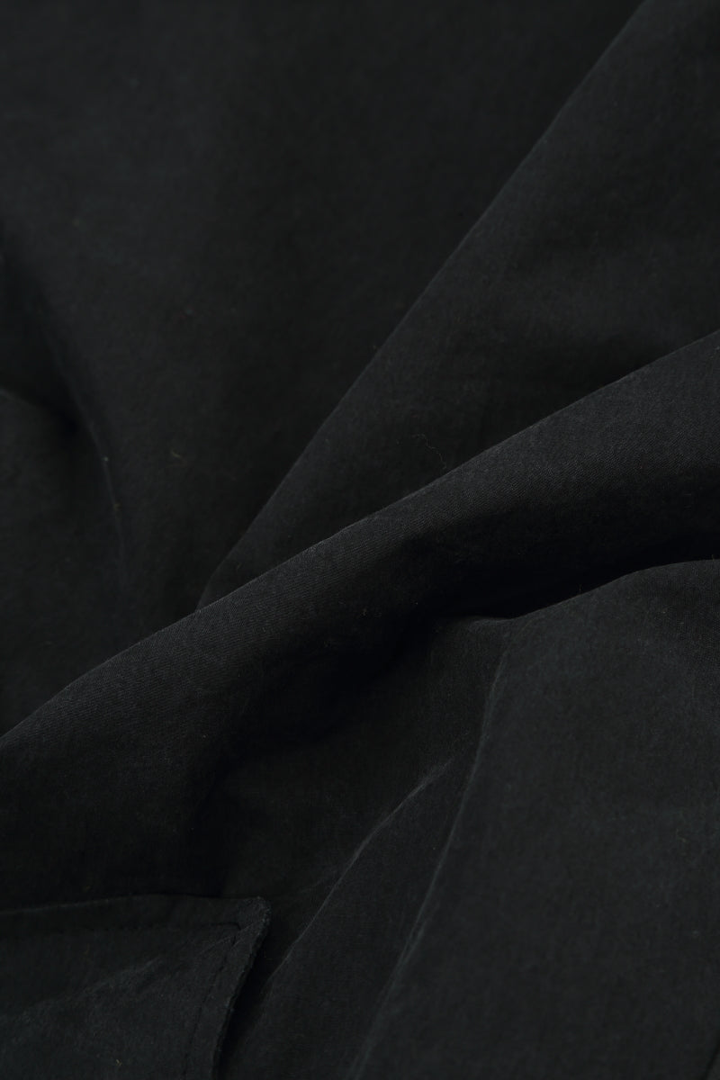 Gathered Knee Black Cotton Twill Trousers