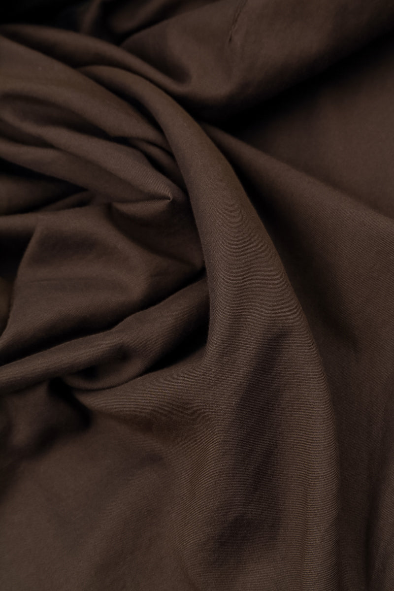 Gathered Knee Truffle Brown Silk Cotton Trousers 5