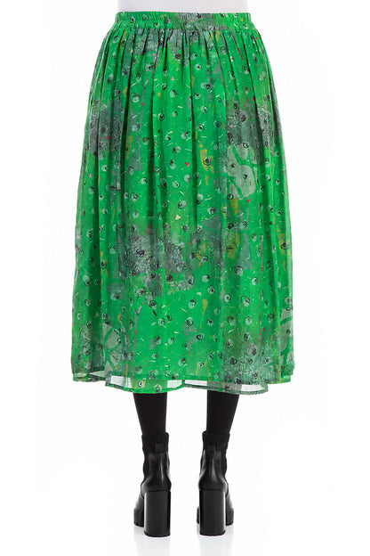 Gathered Meadow Silk Cotton Skirt