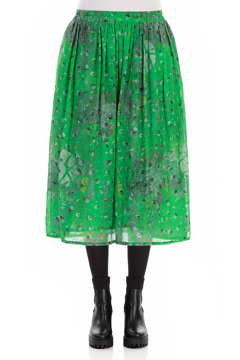 Gathered Meadow Silk Cotton Skirt