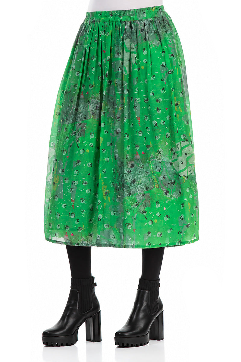 Gathered Meadow Silk Cotton Skirt