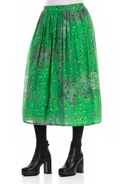 Gathered Meadow Silk Cotton Skirt