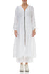 Gathered Sleeves White Linen Hooded Jacket 1