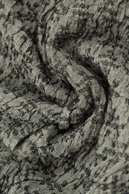 Geometric Texture  Olive Grey Linen Jacket