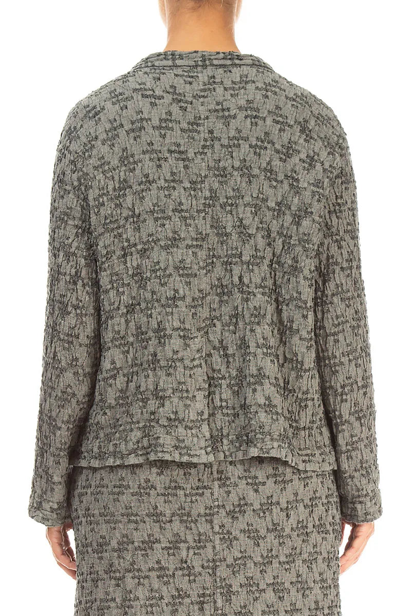 Geometric Texture Olive Grey Linen Jacket 2