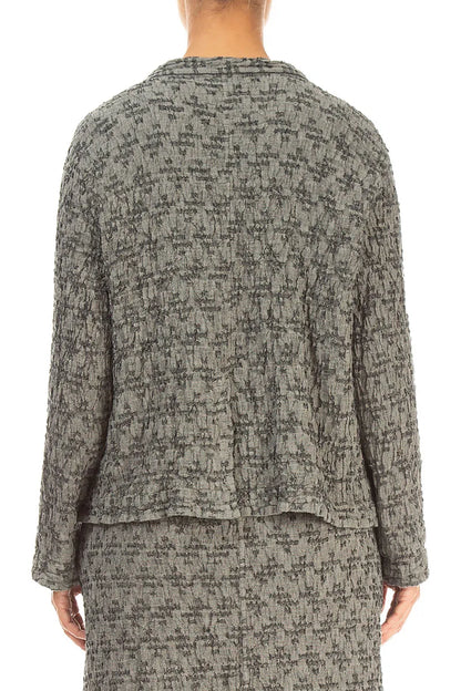 Geometric Texture  Olive Grey Linen Jacket
