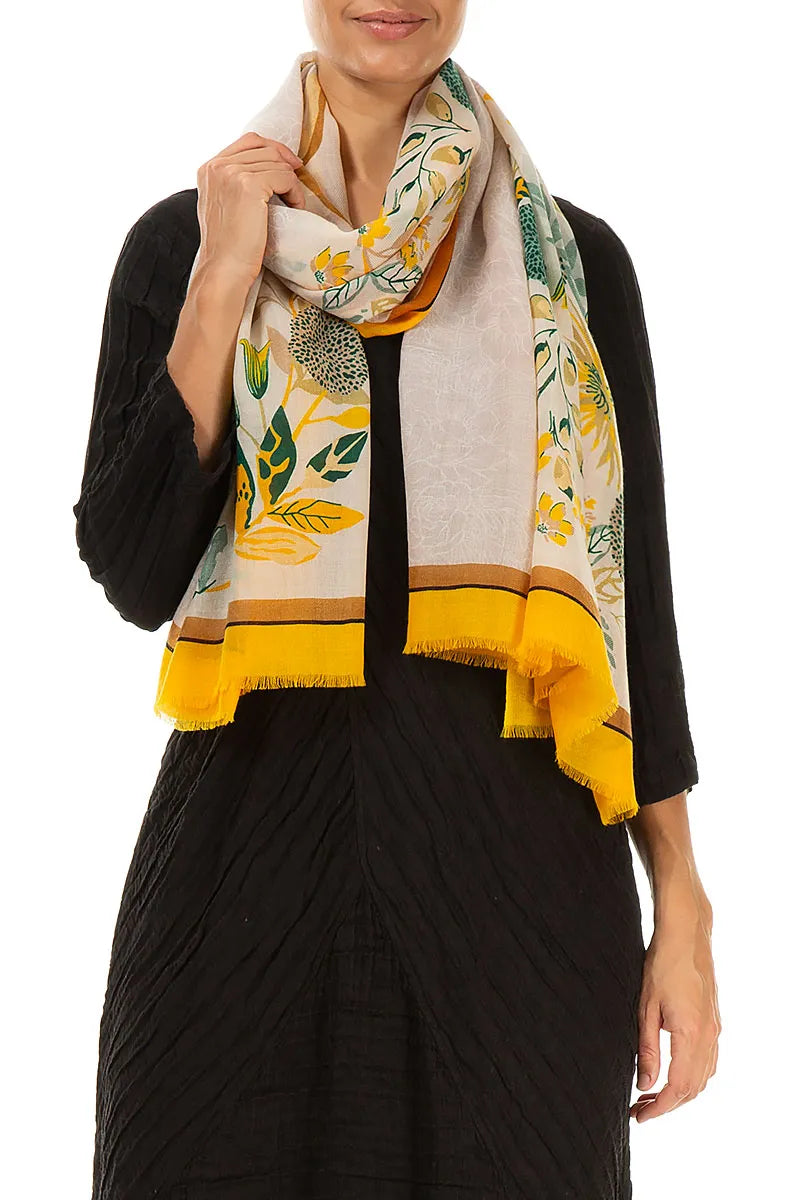 Golden Bloom Cashmere Silk Scarf 4