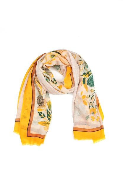 Golden Bloom Cashmere Silk Scarf 2