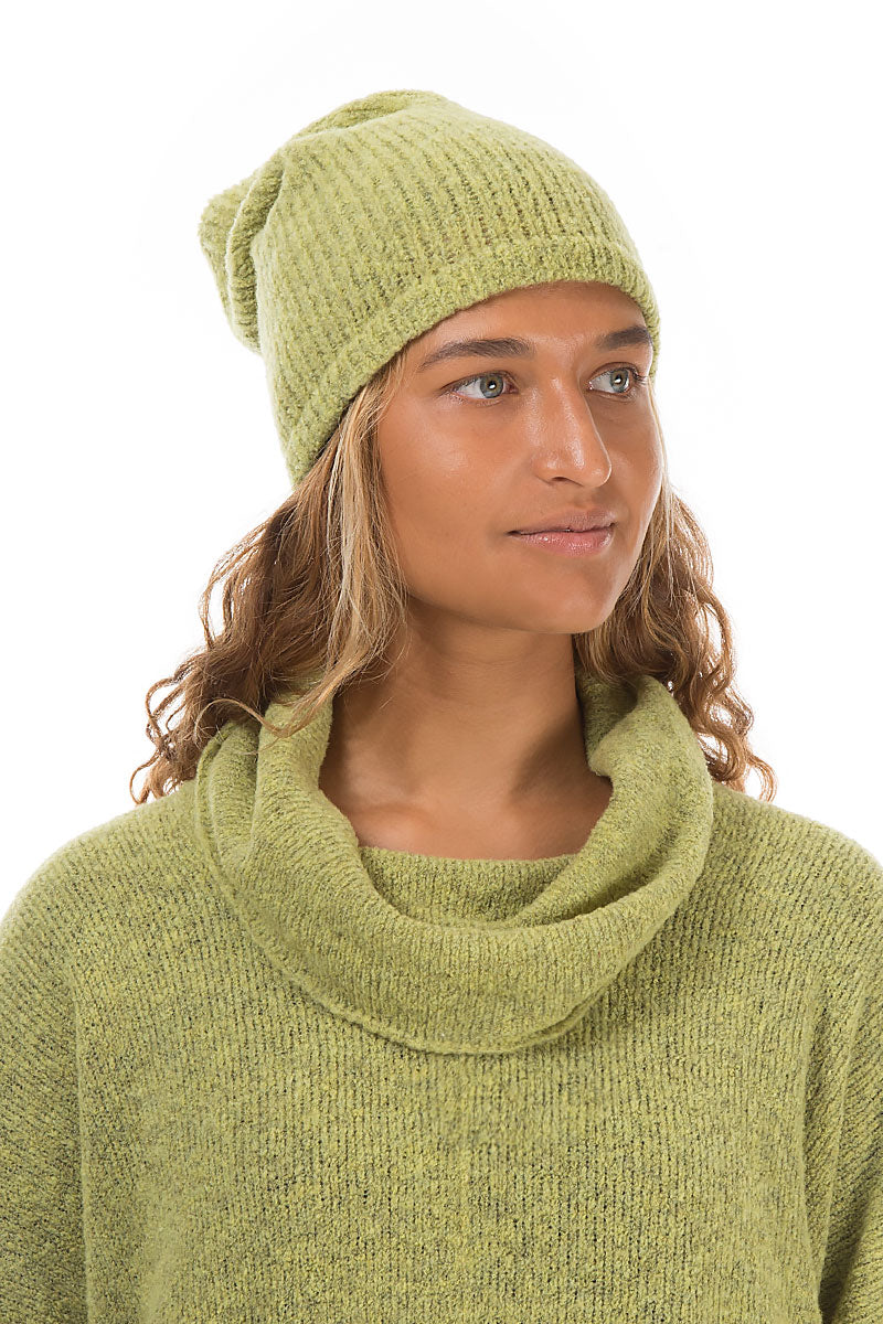 Golden Lime Wool Beanie Hat