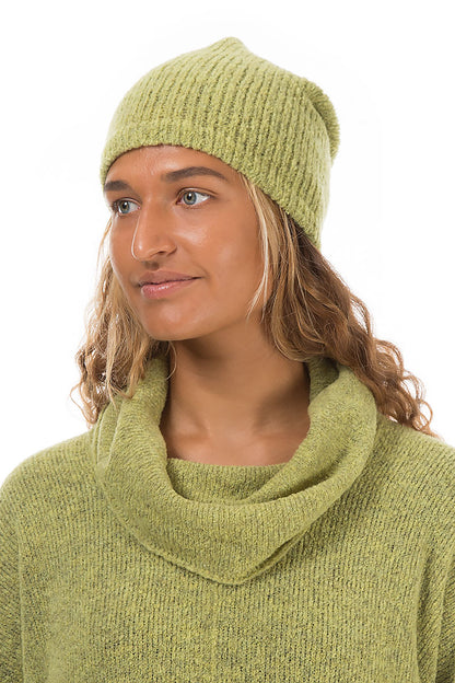 Golden Lime Wool Beanie Hat