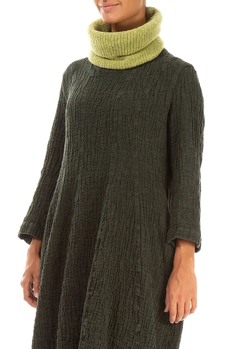 Golden Lime Knitted Wool Infinity Scarf 3