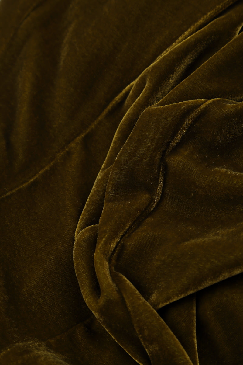 Golden Lime Silk Velvet Shift Dress