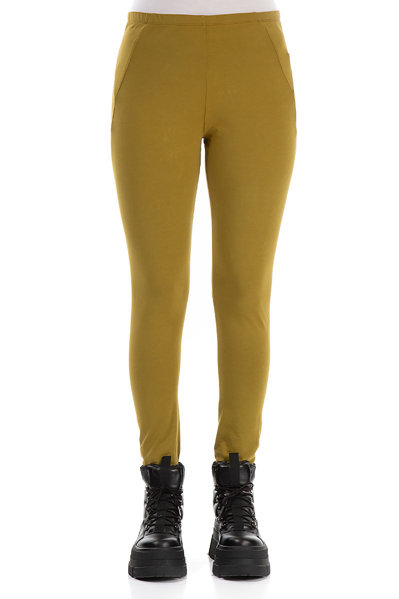 Golden Olive Cotton Leggings