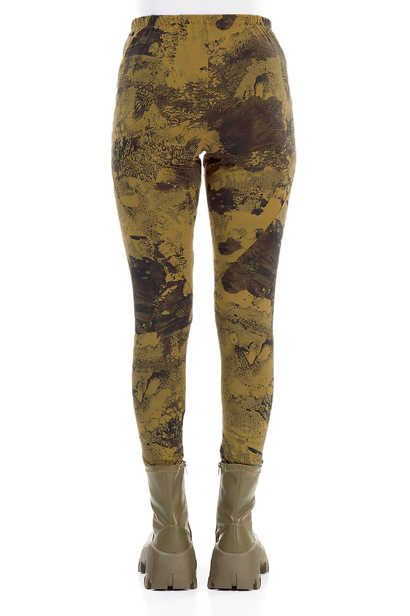 Golden Olive Marble Cotton Leggings