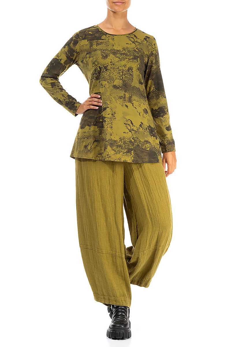 Golden Olive Marble Soft Cotton Top