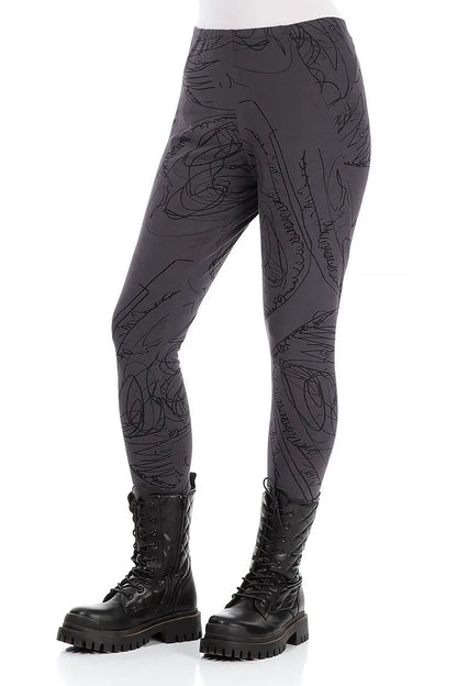 Graphite Abstract Draw Cotton Leggings 3