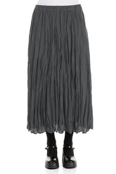 Graphite Blue Crumpled Silk Bamboo Skirt 1