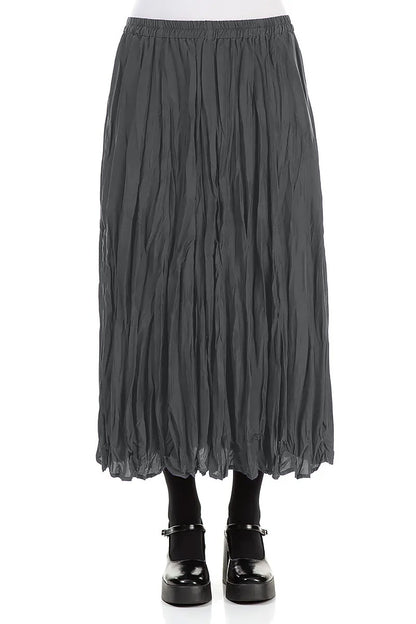 Graphite Blue Crumpled Silk Bamboo Skirt 1
