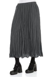 Graphite Blue Crumpled Silk Bamboo Skirt 3