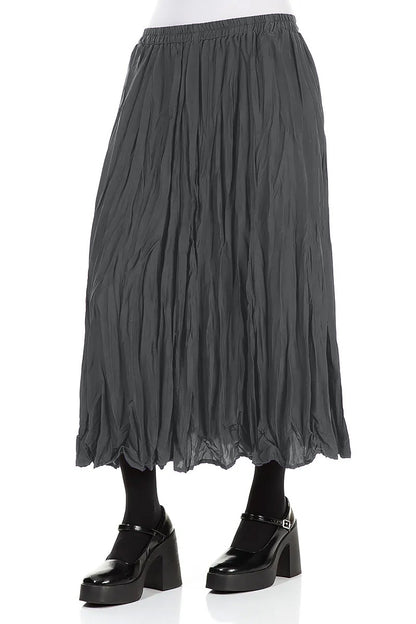 Graphite Blue Crumpled Silk Bamboo Skirt 3