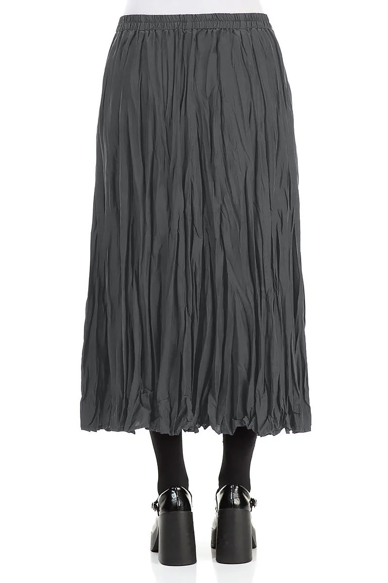 Graphite Blue Crumpled Silk Bamboo Skirt 2