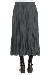 Graphite Blue Crumpled Silk Bamboo Skirt 2