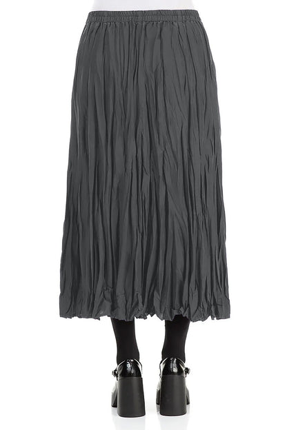 Graphite Blue Crumpled Silk Bamboo Skirt 2