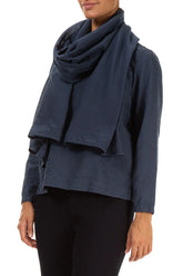 Graphite Blue Silk Cotton Scarf 3