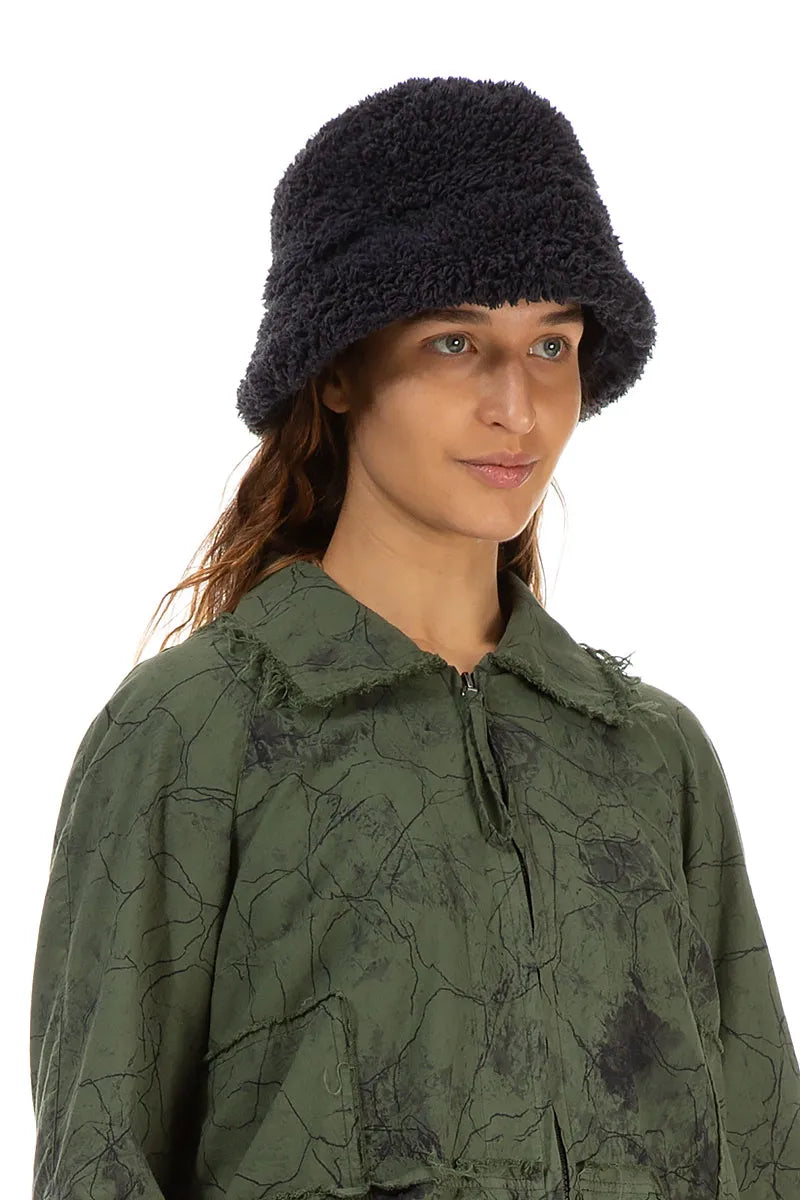 Graphite Blue Teddy Cotton Bucket Hat 1