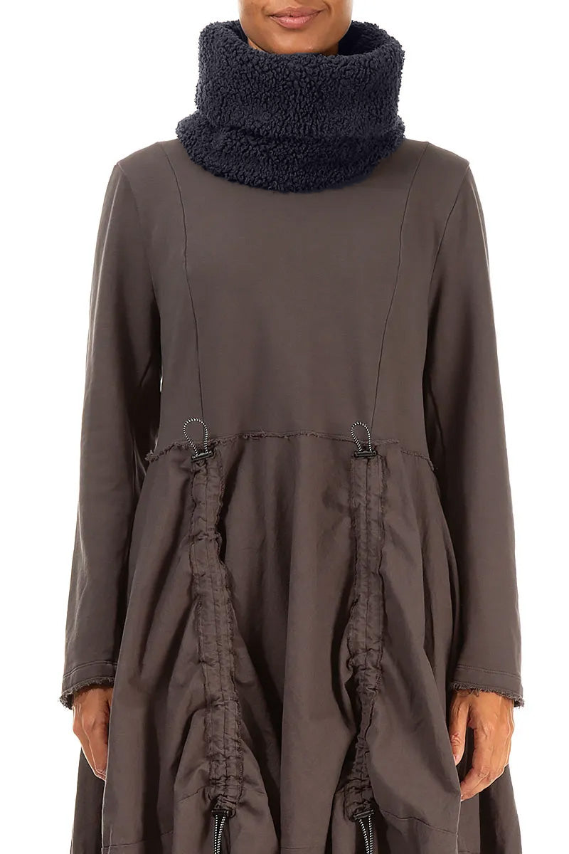 Graphite Blue Teddy Cotton Infinity Scarf 1