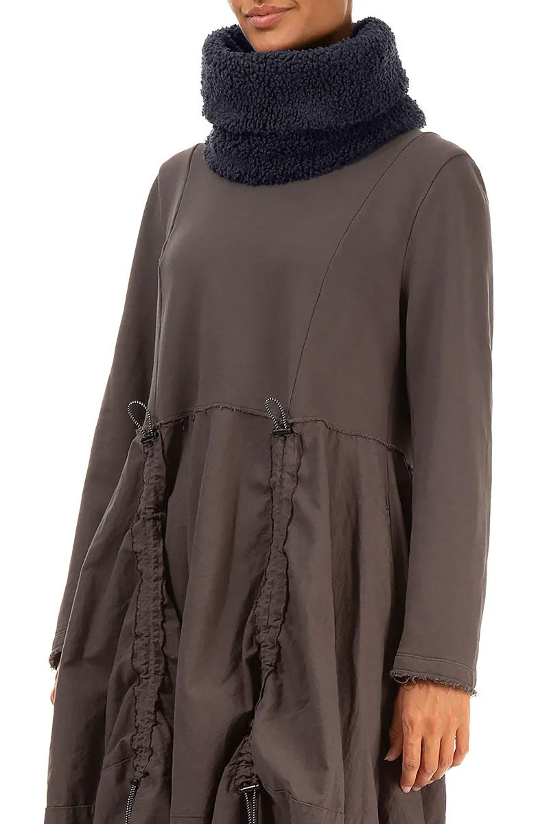 Graphite Blue Teddy Cotton Infinity Scarf 3