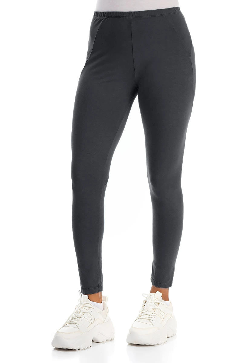 Graphitfarbene Baumwoll-Leggings