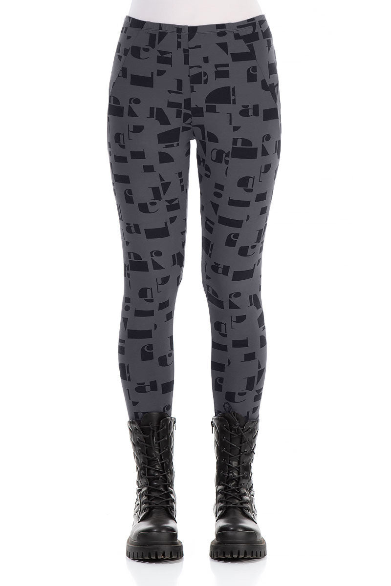 Graphite Letters Cotton Leggings 1
