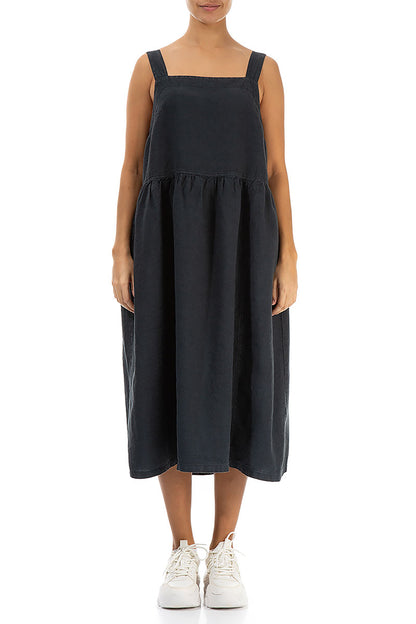 Graphite Linen Dungaree Dress 1
