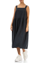 Graphite Linen Dungaree Dress 3