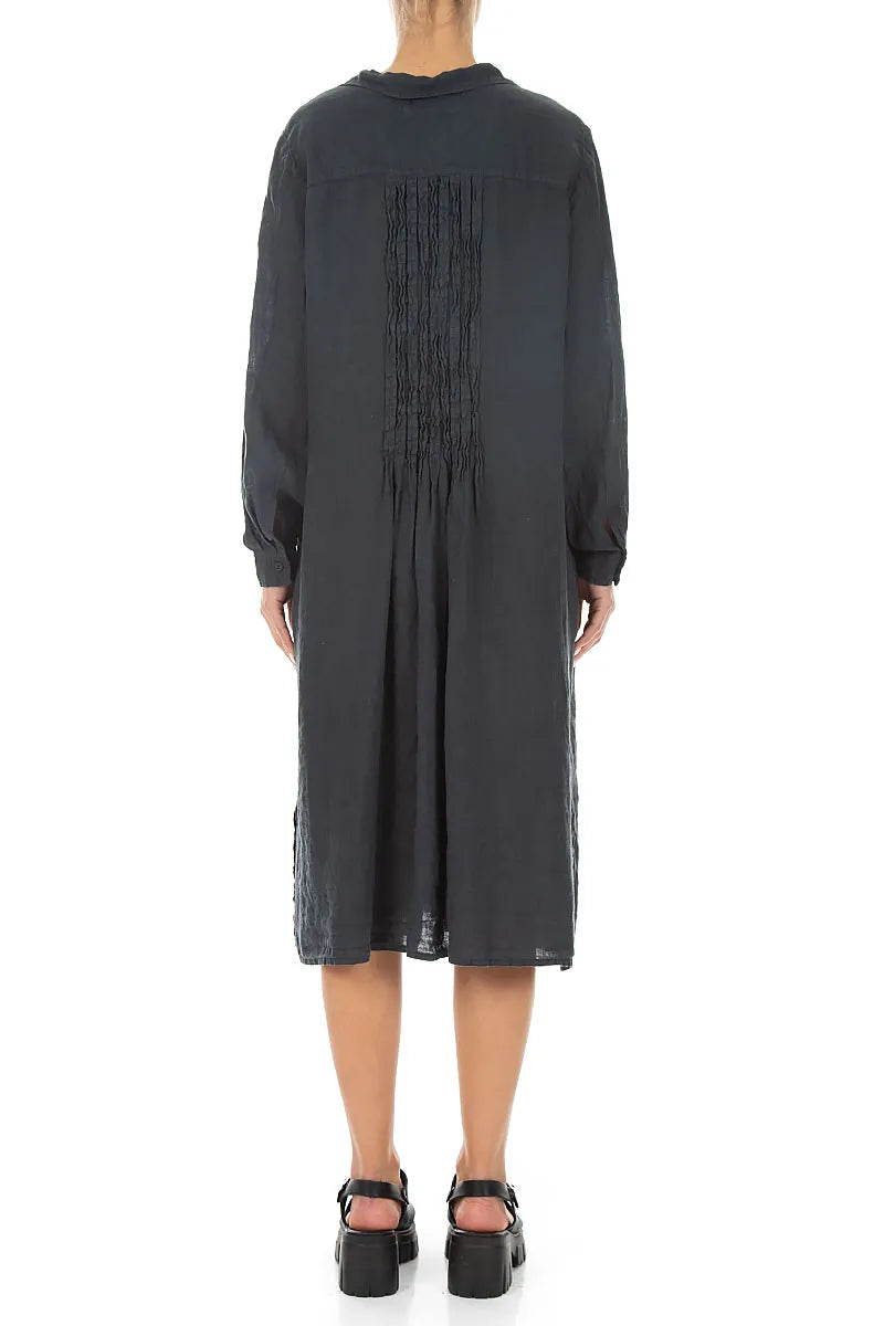 Graphite Pintuck Linen Shirt Dress 2