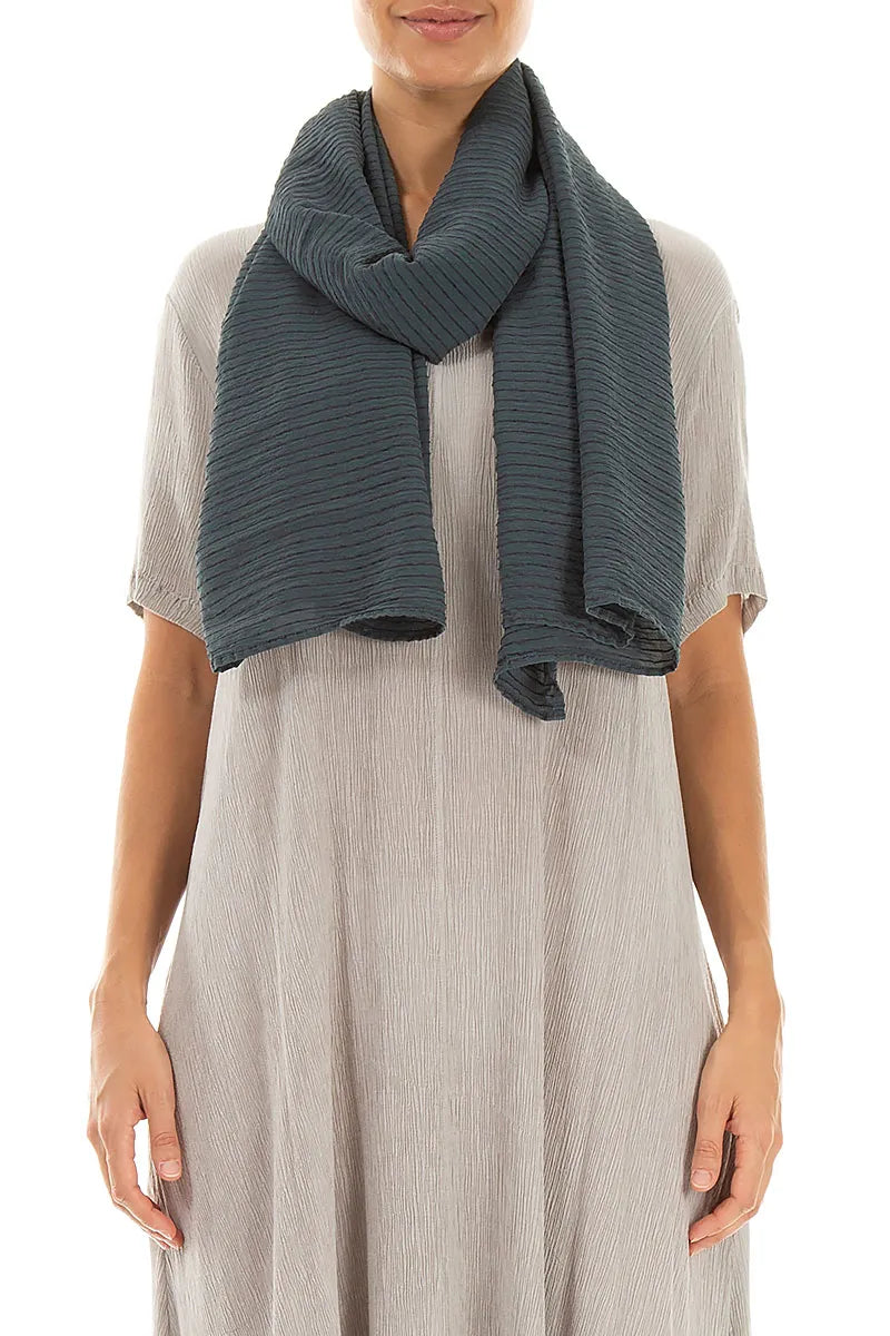Graphite Stripy Silk Viscose Scarf
