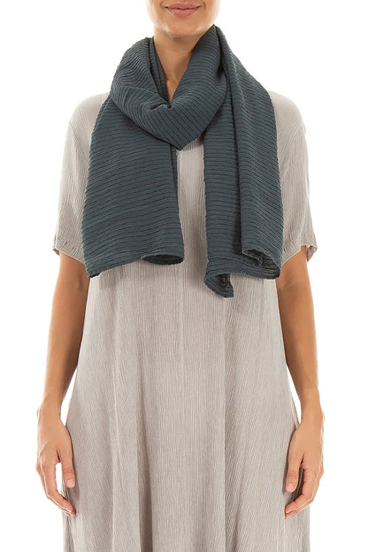 Graphite Stripy Silk Viscose Scarf