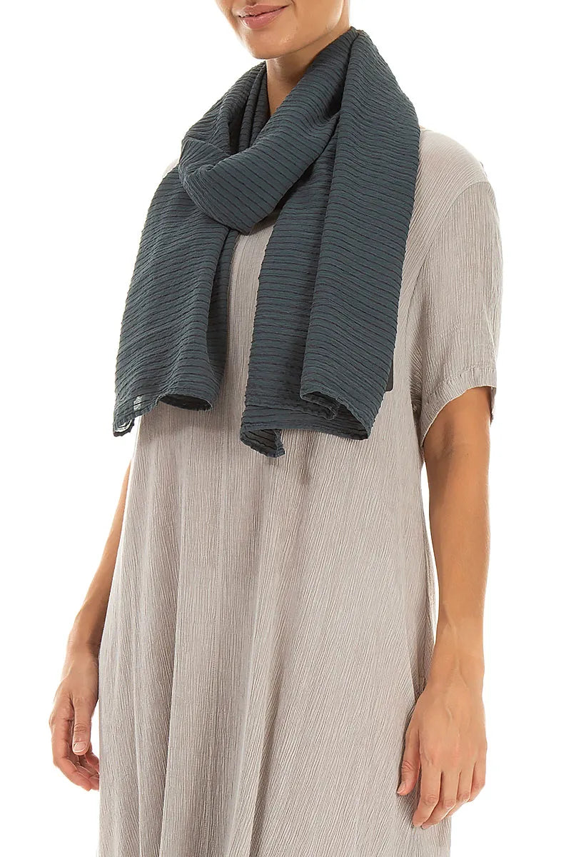 Graphite Stripy Silk Viscose Scarf